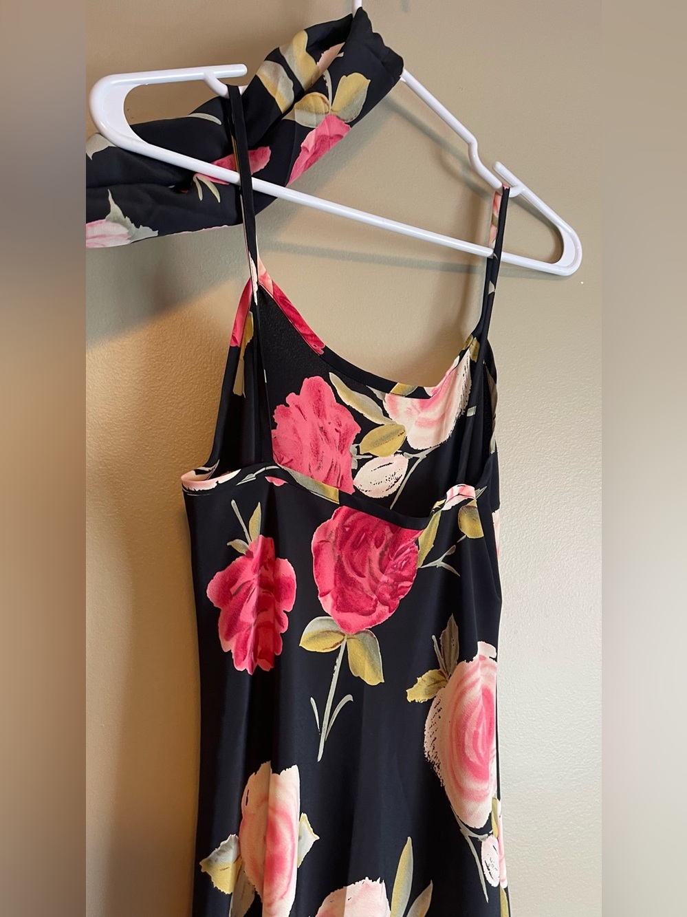 Vintage Y2K Le Chateau Rose Floral Maxi Slip Dress With Matching Scarf - Picture 7 of 10